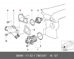 Прокладка, термостат 11 53 1 748 047 BMW