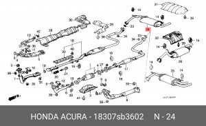 Глушитель выхлопных газов конечный 18307SB3602 HONDA