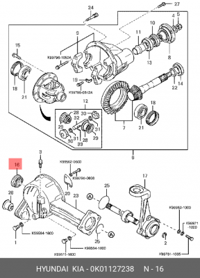 Сальник полуоси 0K01127238 HYUNDAI KIA