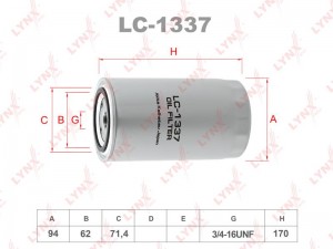 Фильтр масляный двигателя LC-1337 LYNXAUTO