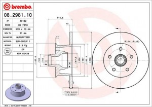 Тормозной диск 08.2981.10 BREMBO