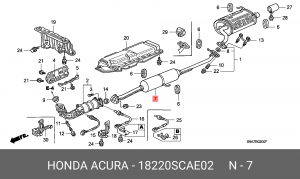 Средний глушитель выхлопных газов 18220SCAE02 HONDA