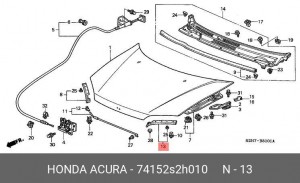 Уплотнитель капота 74152S2H010 HONDA