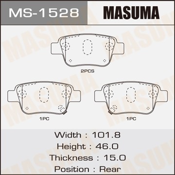 Колодки тормозные дисковые MS1528 MASUMA
