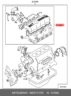 Комплект прокладок, головка цилиндра MD972159 MITSUBISHI