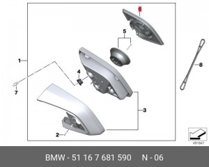 Стекло зеркала заднего вида 51 16 7 681 590 BMW