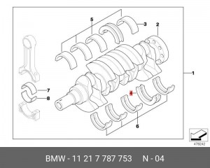 Вкладыши коренные коленвала 11 21 7 787 753 BMW