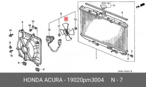 Вентилятор, охлаждение двигателя 19020PM3004 HONDA
