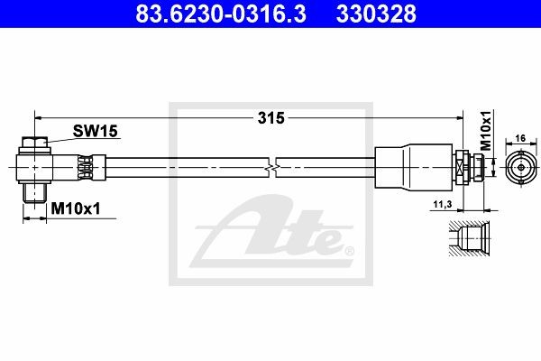 Тормозной шланг 83.6230-0316.3 ATE