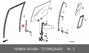 Направляющая стекла двери 72730SZAA01 HONDA