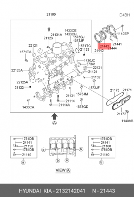 Уплотняющее кольцо, распределительный вал 2132142041 HYUNDAI KIA