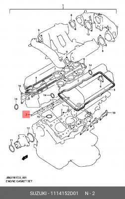 Прокладка, головка цилиндра 11141-52D01 SUZUKI