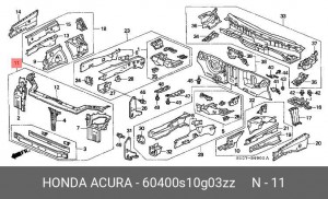 Облицовка передка 60400S10G03ZZ HONDA