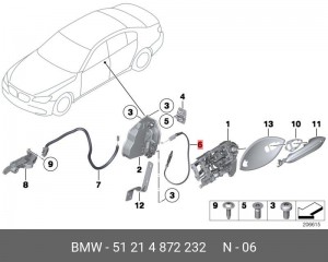 Трос замка открывания двери 51214872232 BMW