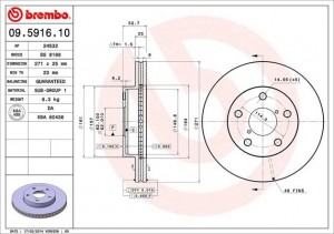 Тормозной диск 09.5916.10 BREMBO