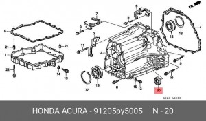 Уплотняющее кольцо, коленчатый вал 91205PY5005 HONDA