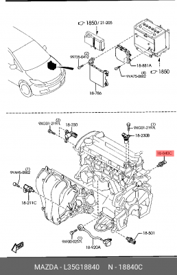 Датчик температуры охлаждающей жидкости L35G-18-840 MAZDA