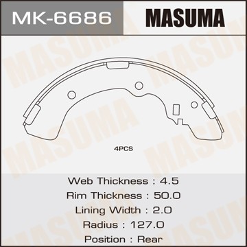 Колодки тормозные барабанные MK6686 MASUMA