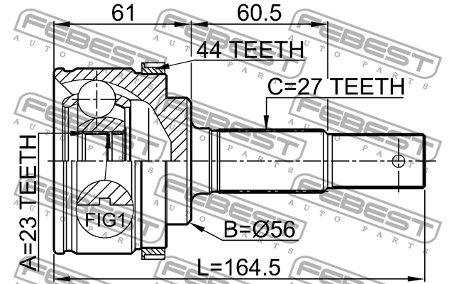 ШРУС 0210-P12QG18A44 FEBEST