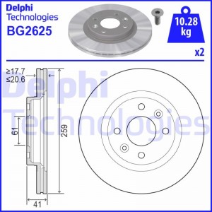 Тормозной диск BG2625 DELPHI