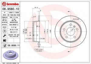 Тормозной диск 08.9580.10 BREMBO