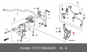 Кулак поворотный 51211SWAA00 HONDA