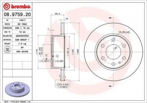 Тормозной диск 08.9759.20 BREMBO