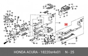 Средний глушитель выхлопных газов 18220SR4X01 HONDA