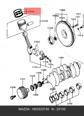 Кольца поршневые HE05-23-130 MAZDA