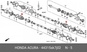 Комплект пылника, приводной вал 44315-SK7-J02 HONDA