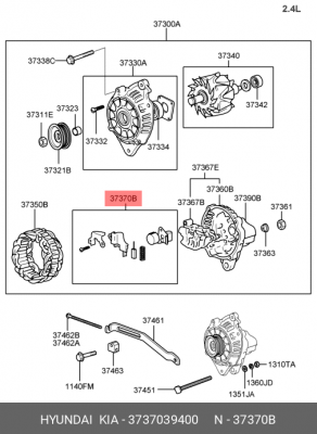 Реле регулятор напряжения генератора 3737039400 HYUNDAI KIA