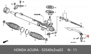 Наконечник поперечной рулевой тяги 53540S3VA02 HONDA