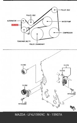 Ремень приводной LF4J-15-909C MAZDA
