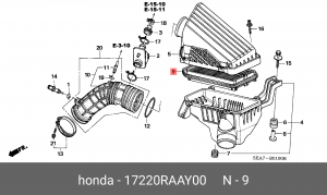 Воздушный фильтр 17220-RAA-Y00 HONDA