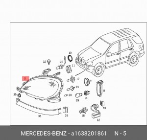 Фара головного света A1638201861 MERCEDES BENZ