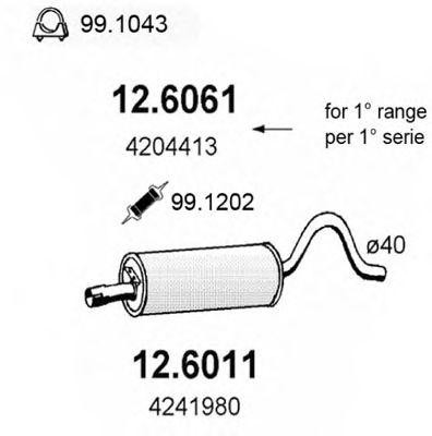 Средний глушитель выхлопных газов 126011 ASSO