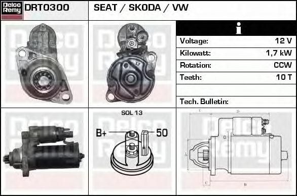 Стартер DRT0300 DELCO REMY