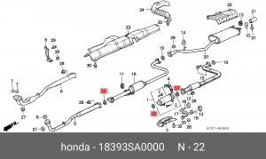 Прокладка, выпускной трубопровод 18393SA0000 HONDA