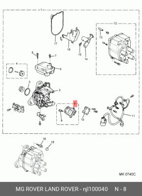 Блок управления, система зажигания NJL100040 MG ROVER LAND ROVER