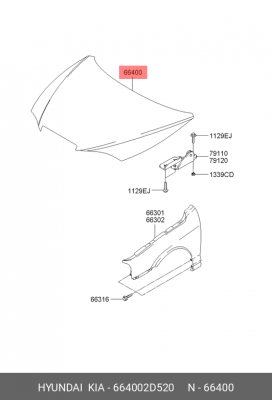 Капот двигателя 664002D520 HYUNDAI KIA