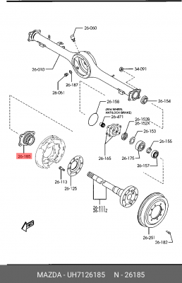 Комплект подшипника ступицы колеса UH7126185 MAZDA