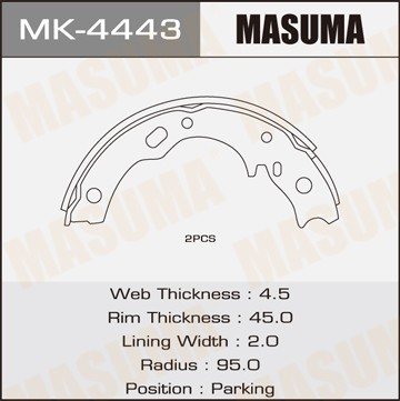 Колодки тормозные барабанные MK4443 MASUMA
