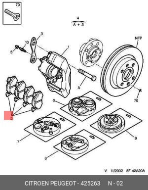 Комплект тормозных колодок, диско 4252 63 CITROEN PEUGEOT