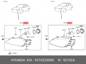 Фара головного света 9210229000 HYUNDAI KIA