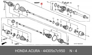 Шарнирный комплект, приводной вал 44305S7C950 HONDA
