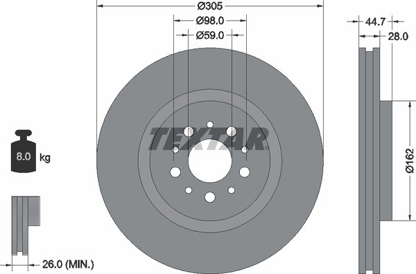 Тормозной диск 92092700 TEXTAR