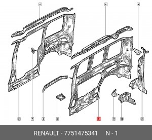 Панель внутренняя боковины кузова 7751475341 RENAULT