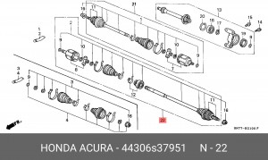 Шарнирный комплект, приводной вал 44306S37951 HONDA