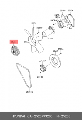 Сцепление, вентилятор радиатора 2523793200 HYUNDAI KIA