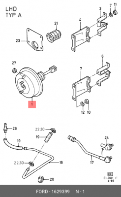 Усилитель тормозной системы 1629399 FORD